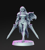 Pinup Female Fighter two weapon style | 28mm Scale | 32mm Scale Miniature | 75mm Scale | Sexy Female unpainted resin Figurine mini -D&D - Only-Games