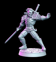 Human Fighter Eldritch Knight Witcher Geralt | Monster Slayer Ranger | 28mm,32mm,75mm Scale | Unpainted resin Figurine mini - D&D 5e - Only-Games