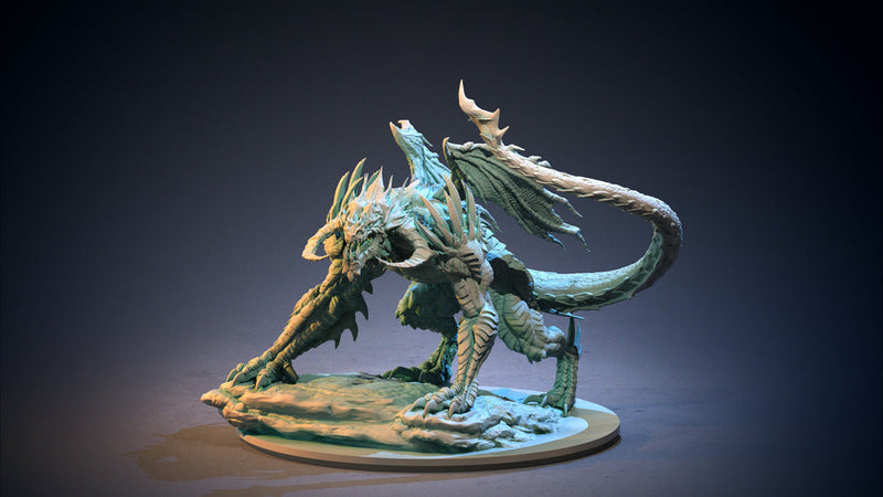 Behemoth Demonic Dragon Miniature | 100mm tall | 28mm/32mm scale |  | Dungeons and Dragons | Clay Cyanide | - Only-Games