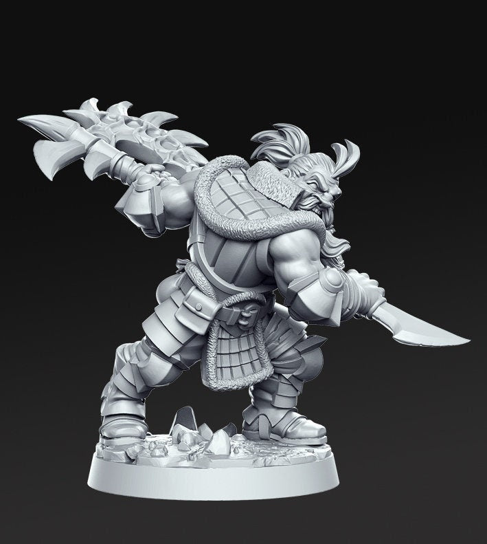 Human Barbarian with Great Axe Miniatures | 28mm Scale | 32mm Scale Miniature | 75mm Scale | Unpainted resin Figurine mini - D&D 5E - Only-Games