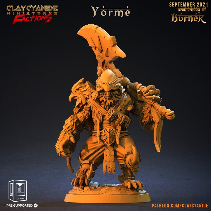 Owlfolk Fighter Barbarian Great Axe | 28mm, 32mm,54mm, 75mm, 100mm Scales | Resin | D and D | Figure for painting |Pathfinder |Clay Cyanide - Only-Games