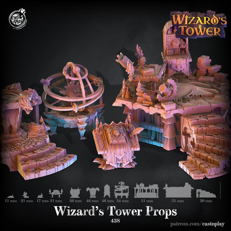 Wizard's Tower Props Full 11 piece Set |Solid Resin 28mm, 32mm| Dungeons and Dragons 5e Miniature | Pathfinder | RPG Tabletop Terrain | DnD| - Only-Games