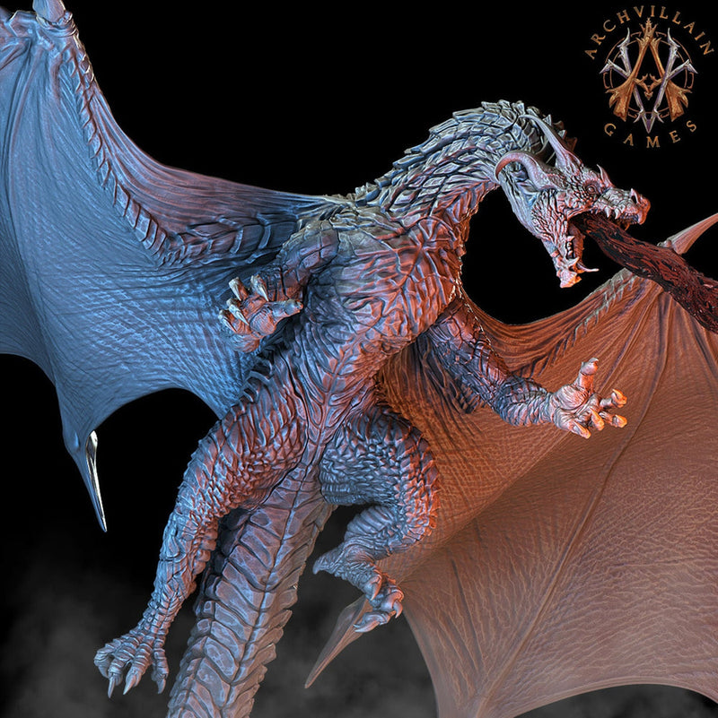 Ancient Fire Breathing Gargantuan Dragon | 28mm/32mm Scale, 75mm base | Dragon Figurine | Dungeons and Dragons | Hoard of the Dragon Queen | - Only-Games