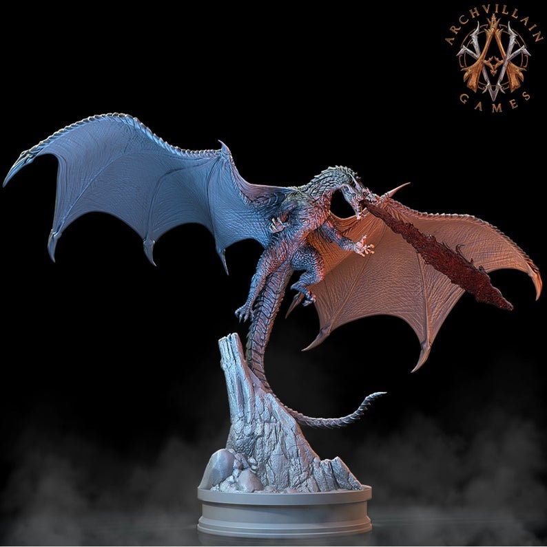 Ancient Fire Breathing Gargantuan Dragon | 28mm/32mm Scale, 75mm base | Dragon Figurine | Dungeons and Dragons | Hoard of the Dragon Queen | - Only-Games