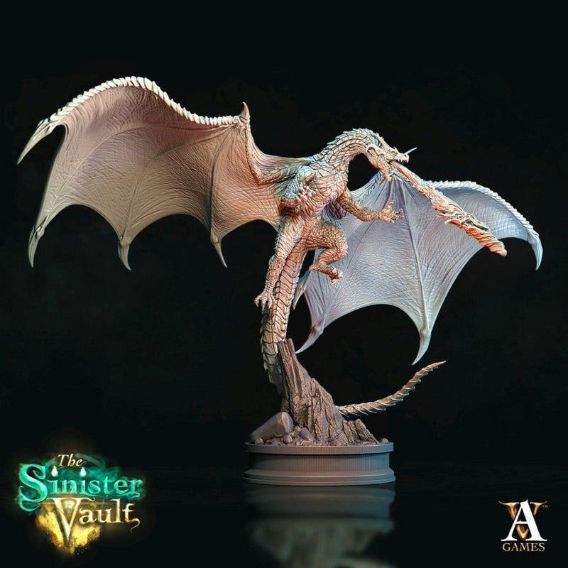 Ancient Fire Breathing Gargantuan Dragon | 28mm/32mm Scale, 75mm base | Dragon Figurine | Dungeons and Dragons | Hoard of the Dragon Queen | - Only-Games