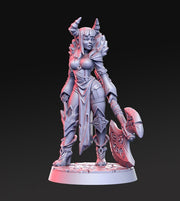Pinup Female Tiefling Fighter | 28mm Scale, 32mm, 54mm, 75mm, 100mm Scales |Sexy Female unpainted resin Figurine mini - D&D 5e - Only-Games
