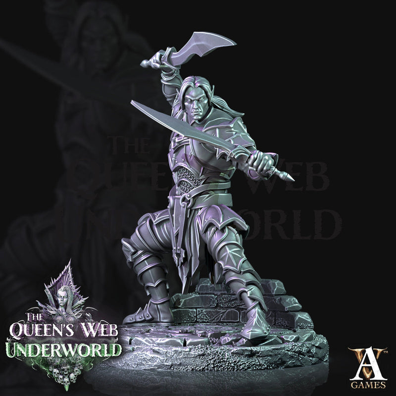 Dark Elf Drow Fighter | 28mm, 32mm, 75mm | DnD 5e Miniature | Dungeons and Dragons | Baenere | Melee-Magthere Menzoberranzan - Only-Games