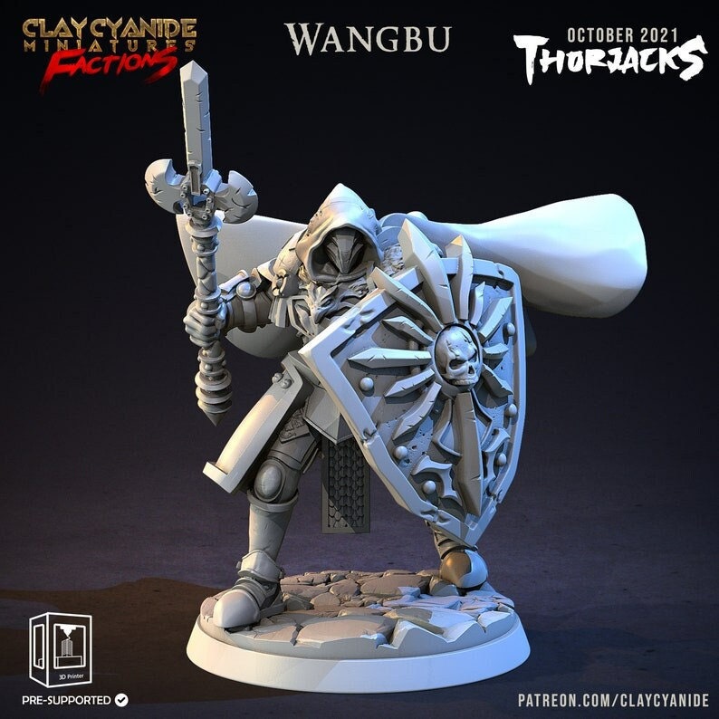 Oathbreaker Paladin Chaos Knight Shield and Spear Warforged Unpainted Miniature | 28mm, 32mm Scales | Dungeons and Dragons | Pathfinder | - Only-Games
