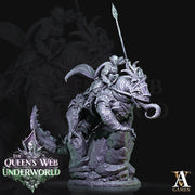 Mounted Dark Elf Fighter on Riding Lizard | 28mm and 32mm scale| DnD 5e Miniature | Drow Rider | Dungeons and Dragons| Pathfinder - Only-Games