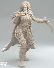 Pinup Female Human Assassin Rogue Sneaking PC or NPC | 28mm, 32mm Scales also 50mm and 100mm | Dungeons and Dragons | Pathfinder | 3dArtGuy - Only-Games