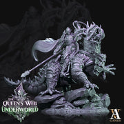 Mounted Dark Elf Fighter on Riding Lizard | 28mm and 32mm scale| DnD 5e Miniature | Drow Rider | Dungeons and Dragons| Pathfinder - Only-Games