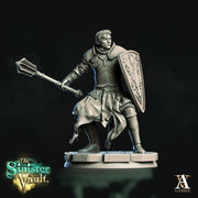 Human Cleric Paladin Mace and Shield Unpainted Miniature | 28mm, 32mm,54mm, 75mm, 100mm Scales | Dungeons and Dragons | Pathfinder | DnD - Only-Games