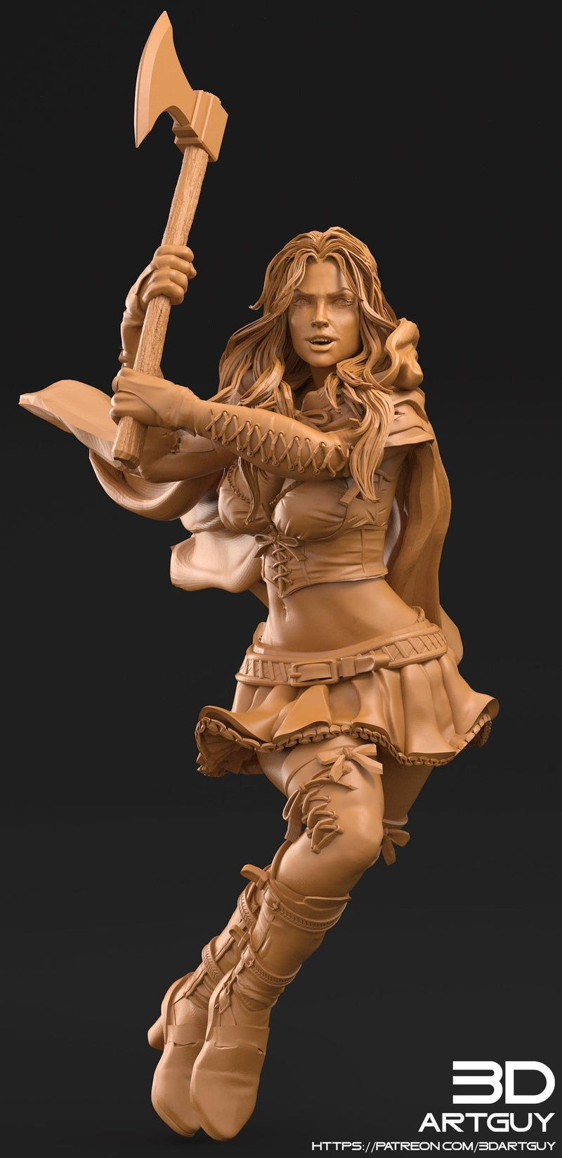 Pinup Human Sexy Female Fighter with Axe PC or NPC | 28mm, 32mm Scales also 50mm and 100mm | Dungeons and Dragons | Pathfinder | - Only-Games