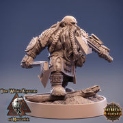 Dwarf Fighter 2 Hand Axes Miniature|Dungeons and Dragons|28mm,32mm,54mm, 75mm, 100mm Scale|Pathfinder Mini for Painting |Daybreak Miniatures - Only-Games