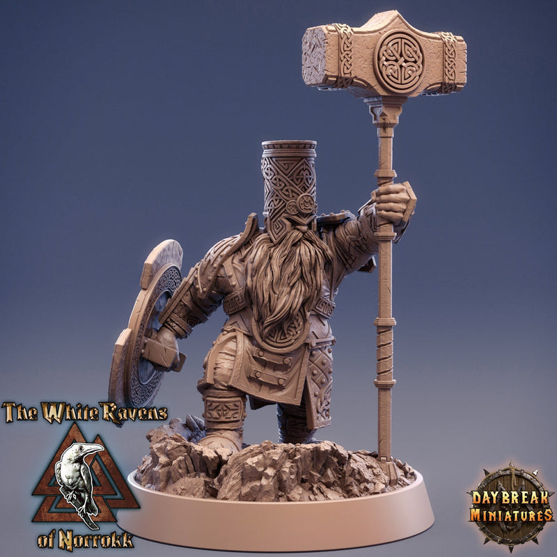 Dwarf Fighter Cleric of Tempus |Dungeons and Dragons | 28mm,32mm,54mm, 75mm, 100mm Scale|Pathfinder Mini for Painting | Daybreak Miniatures - Only-Games