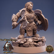 Female Dwarf Fighter | Dungeons and Dragons | 28mm,32mm,54mm, 75mm, 100mm Scales | Pathfinder Mini for Painting | Daybreak Miniatures - Only-Games