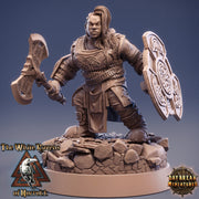 Female Dwarf Fighter | Dungeons and Dragons | 28mm,32mm,54mm, 75mm, 100mm Scales | Pathfinder Mini for Painting | Daybreak Miniatures - Only-Games