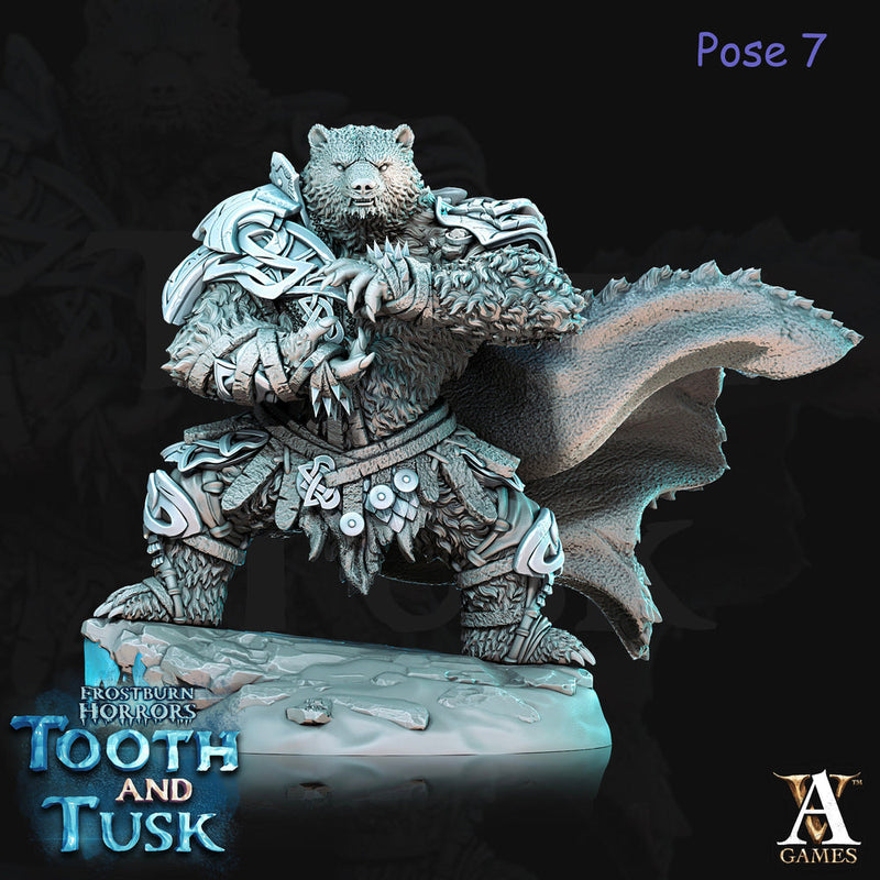 BearFolk Werebear with Double Axe | Available in 28mm,32mm,50mm,75mm Scales |Archvillain Games | Dungeons and Dragons |  Pathfinder | - Only-Games