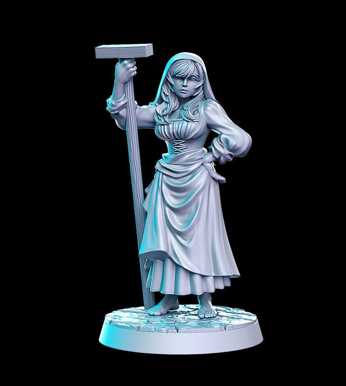 Pinup Sexy Female Peasant NPC | 28mm Scale | 32mm Scale Miniature | 75mm Scale | -Dungeons and Dragons - D&D 5e -  Pathfinder | RN Estudio - Only-Games
