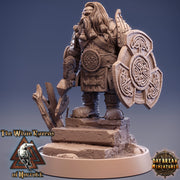 Dwarf Fighter Paladin Axe and Shield | D&D| 28mm,32mm,54mm, 75mm, 100mm Scale | Pathfinder Mini for Painting | Daybreak Miniatures - Only-Games