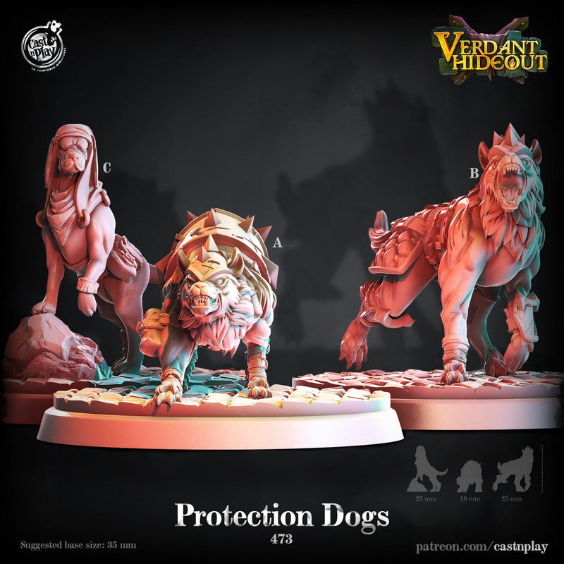 Protection War Dogs | 28mm,32mm, 75mm Scale | Ranger Animal NPC Miniature | Dungeons and Dragons | Pathfinder Miniatures | DnD dog mini | - Only-Games