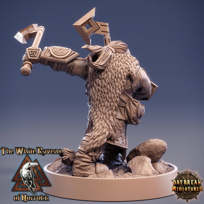 Dwarf Fighter Axes | Dungeons and Dragons | 28mm,32mm,75mm Scales | Pathfinder Mini for Painting | Daybreak Miniatures - Only-Games