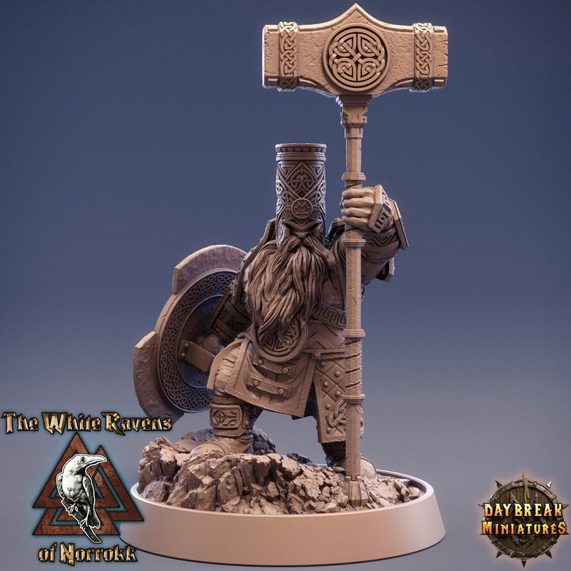 Dwarf Fighter Cleric of Tempus |Dungeons and Dragons | 28mm,32mm,54mm, 75mm, 100mm Scale|Pathfinder Mini for Painting | Daybreak Miniatures - Only-Games