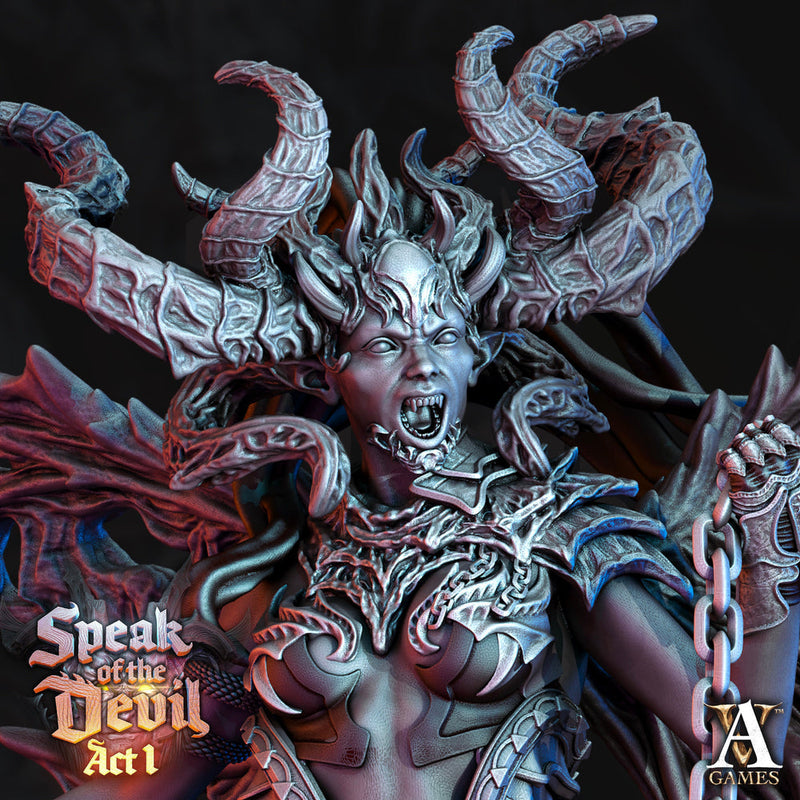 Fierna Arch Devil of Fire 128mm Tall | 85mm Base | Nine Hells | Daemon Prince | Dungeons and Dragons | Archvillain Games | Demon Statue - Only-Games