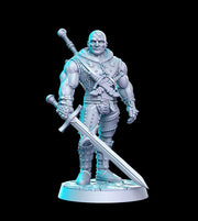 Human Fighter Eldritch Knight Witcher mini | Monster Slayer Ranger | 28mm,32mm,75mm Scale | Unpainted resin Figurine mini - D&D 5e - Only-Games