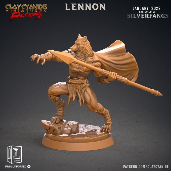 Werewolf Fighter, Wolf Folk, Wolfkind | 28mm, 32mm,75mm Scales | Resin Miniature | Dungeons and Dragons | Figure for painting |Pathfinder | - Only-Games