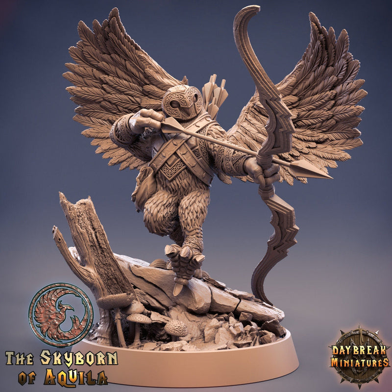 Aarakocra Owlfolk Fighter Ranger Bow Master Sharpshooter | 28mm, 32mm,75mm Scale Resin Miniature |Dungeons and Dragons |Daybreak  Miniatures - Only-Games