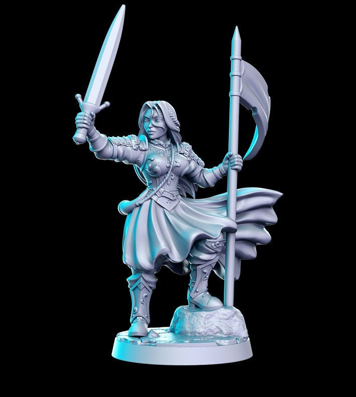 Female Fighter Paladin | 28mm, 32mm, 75mm Scale | Sexy Female unpainted resin Figurine mini -D&D Dungeons and Dragons | RN Estudio - Only-Games