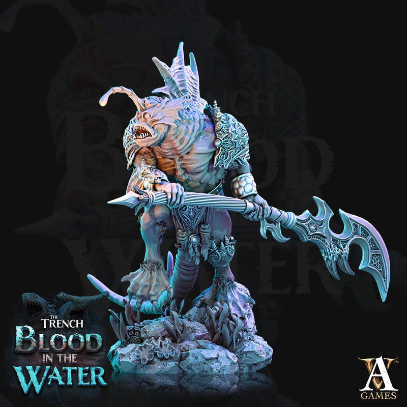 Sahuagin Great Axe | Resin Miniature | Dungeons and Dragons | 28mm,32mm,75mm Scales | Pathfinder Sea Devil humanoid | D&D 5e | - Only-Games