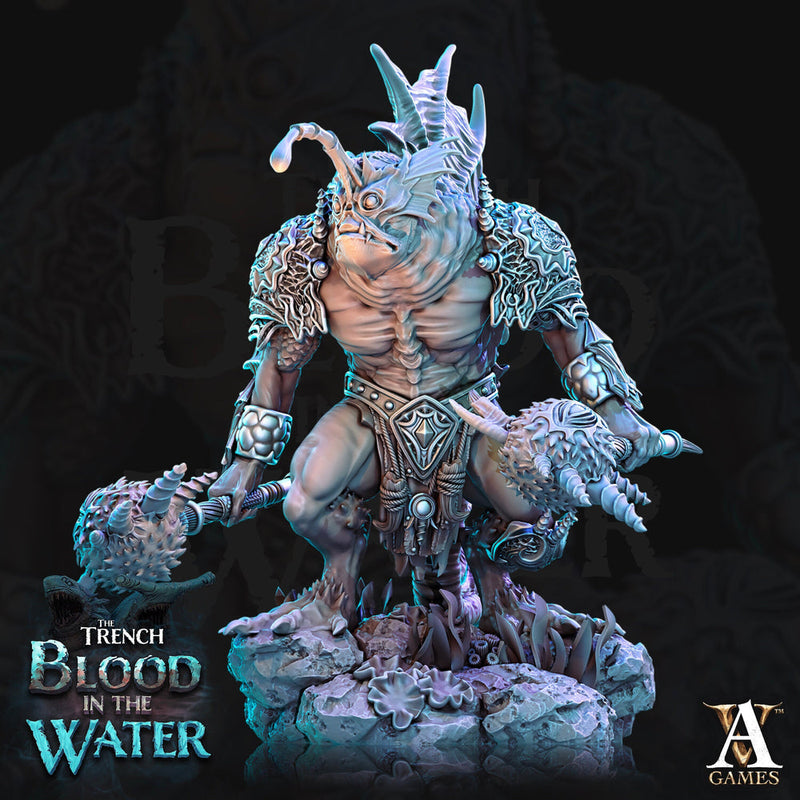 Sahuagin two weapons | Resin Miniature | Dungeons and Dragons | 28mm,32mm,54mm, 75mm, 100m Scales | Pathfinder Sea Devil humanoid | D&D 5e | - Only-Games