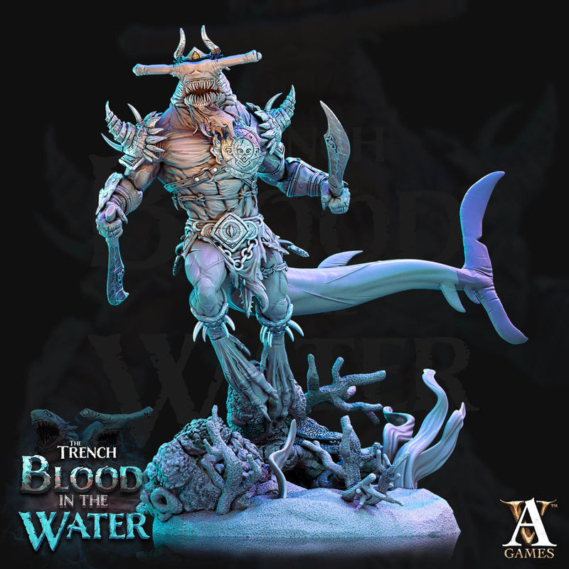 Hammerhead Sharkfolk, Sharkin, Shark-Man | Available in 28mm,32mm,50mm,75mm Scales | Archvillain Games | Dungeons and Dragons |  Pathfinder - Only-Games