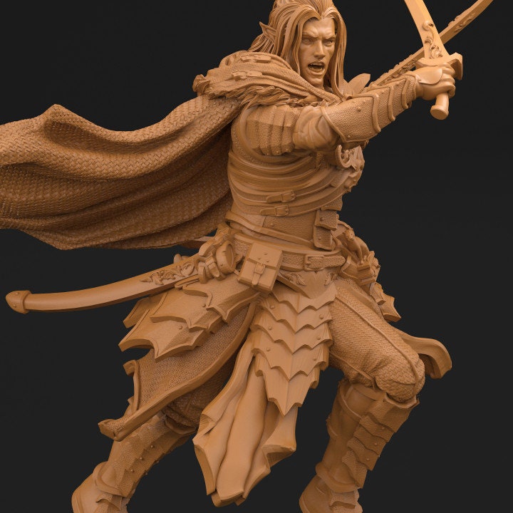 Famous Dark Elf Ranger and Magical Panther  | 28mm, 32mm Scales also 50mm and 100mm| Dungeons and Dragons| Pathfinder |3dArtGuy - Only-Games
