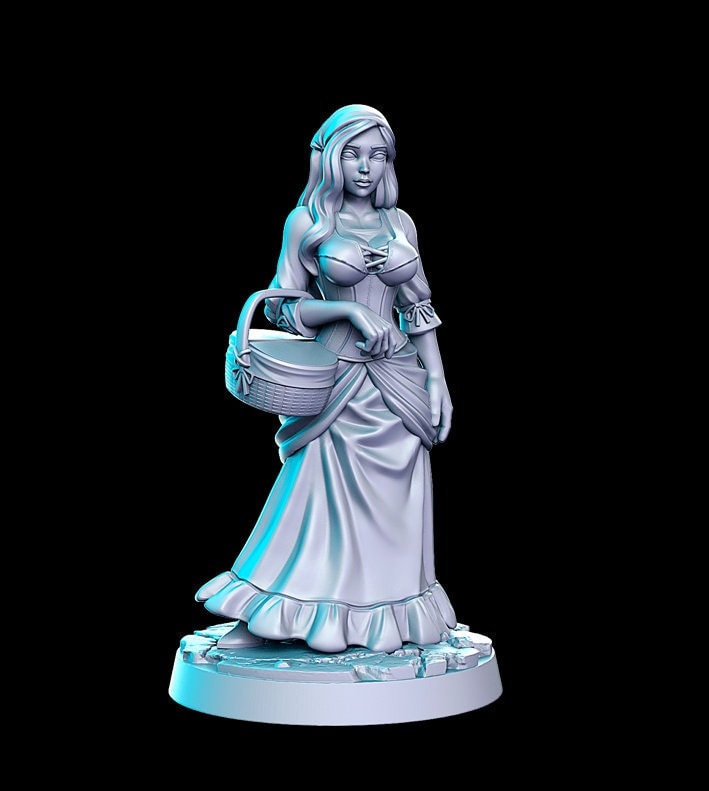 Pinup Sexy Female Peasant NPC | 28mm Scale | 32mm Scale Miniature | 75mm Scale | -Dungeons and Dragons - D&D 5e -  Pathfinder | RN Estudio - Only-Games