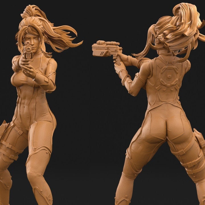 Female Commander Unarmored | 28mm, 32mm, 50mm, 75mm, 100mm | Sci-Fi miniatures | Fan Art - Only-Games