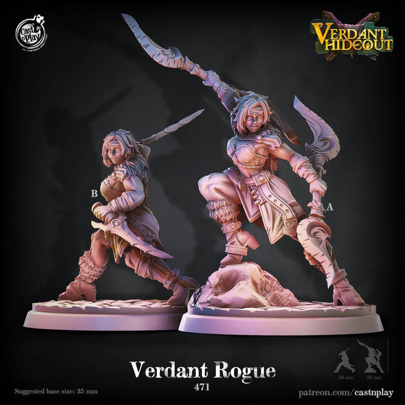 Female Rogue-  2 Poses Different weapons | 28mm, 32mm, 75mm Scale | Dungeons and Dragons 5e Miniatures | Pathfinder | Figurine | Resin - Only-Games