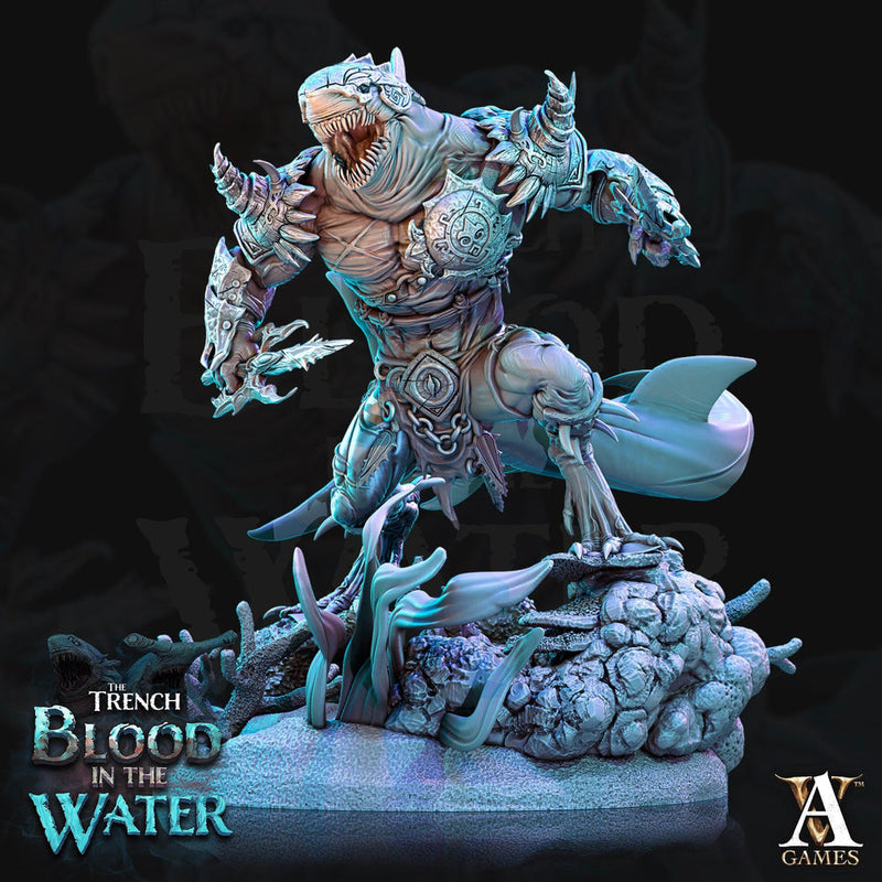 Sharkfolk, Sharkin, Shark-Man | Available in 28mm,32mm,50mm,75mm Scales | Archvillain Games | Dungeons and Dragons |  Pathfinder | - Only-Games
