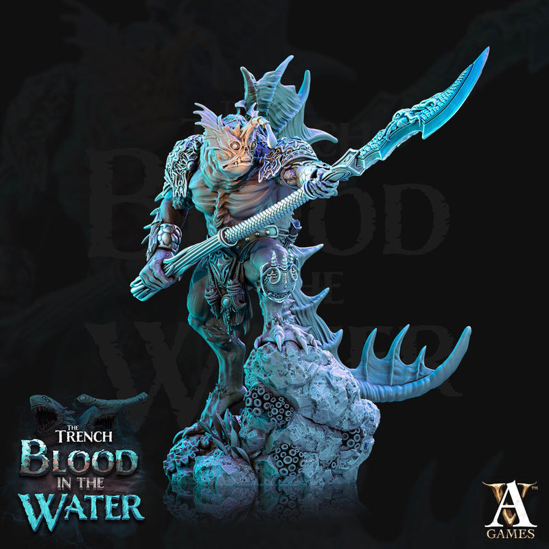 Sahuagin Spear | Resin Miniature | Dungeons and Dragons | 28mm,32mm, 54mm,75mm, 100mm Scales | Pathfinder Sea Devil humanoid | D&D 5e | - Only-Games