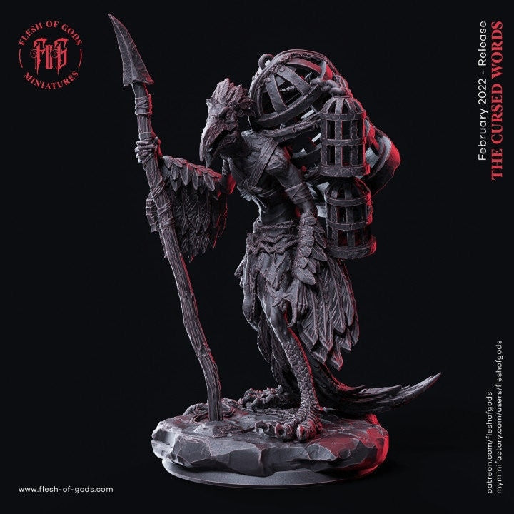 Kenku birdfolk NPC/ PC Unpainted Miniature | 28mm, 32mm, 75mm Scales | Dungeons and Dragons | Pathfinder | Flesh of Gods - Only-Games