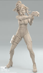 Female Commander Unarmored | 28mm, 32mm, 50mm, 75mm, 100mm | Sci-Fi miniatures | Fan Art - Only-Games