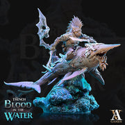 Sahuagin mounted on Shark  | Available  28mm and 32mm Scales | Archvillain Games | Dungeons and Dragons 5e Pathfinder | Underwater Adventure - Only-Games