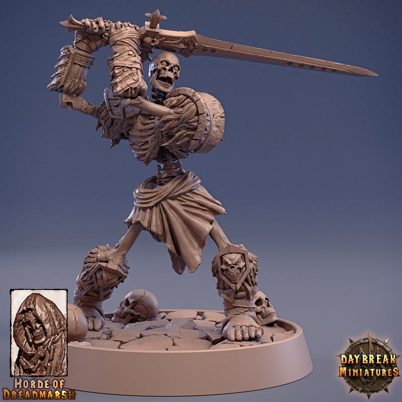 Skeleton Knight with Great Sword |Undead miniature| D and D| 28mm, 32mm, 54mm, 75mm,100mm | Pathfinder | Figure for Painting| Daybreak - Only-Games