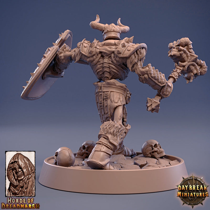 Skeleton Knight with Hammer and Shield | Undead Tiefling | D and D | 28mm, 32mm, 54mm,75mm,100mm | Pathfinder Figure for Painting| Daybreak - Only-Games