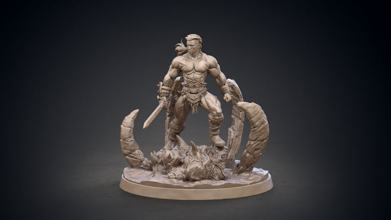 Legendary Barbarian with Sword | 28mm,32mm Scale, 54mm, 75mm  | Resin figurine Statue Miniature | Dungeons and Dragons | Clay Cyanide | - Only-Games