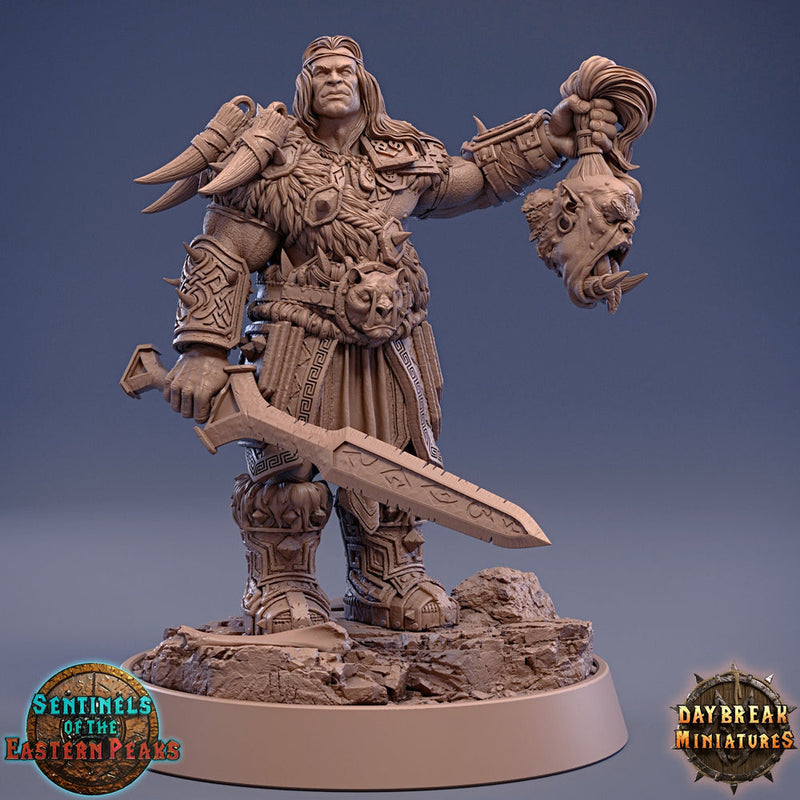 Barbarian Fighter Goliath Human  | 28mm, 32mm, 75mm Scale Resin Miniature | Dungeons and Dragons | Daybreak  Miniatures - Only-Games