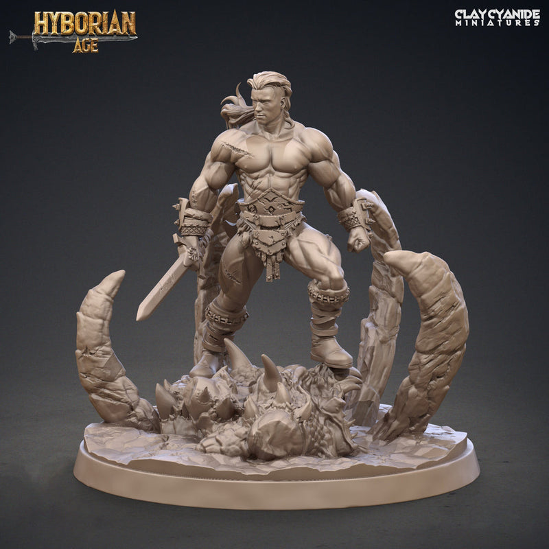 Legendary Barbarian with Sword | 28mm,32mm Scale, 54mm, 75mm  | Resin figurine Statue Miniature | Dungeons and Dragons | Clay Cyanide | - Only-Games