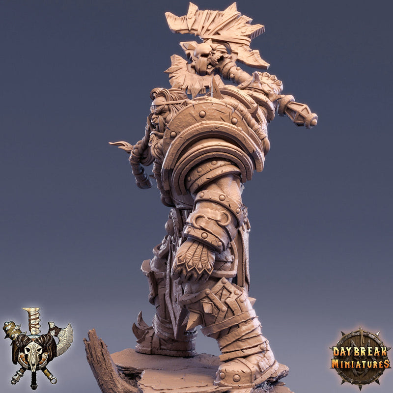 Orc War Chief | Orc Fighter warrior Barbarian Battle Axe|scales: 28mm |32mm |54mm |75mm|100mm Megaboss | Dungeons and Dragons | Pathfinder | - Only-Games